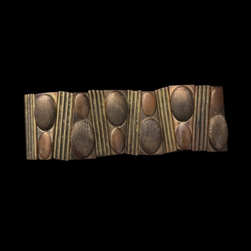 Vintage Art Deco Bronze and Gold Toned Metal Stretch Bracelet