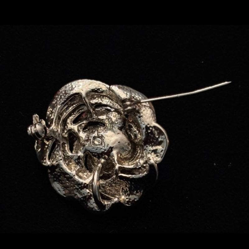 Vintage AB Rhinestone Silver Toned Rose Pendant/ Brooch