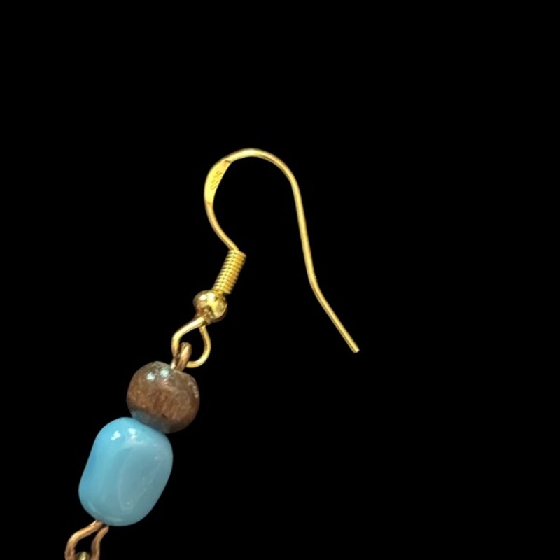 A Shore Thing | Wood, Faux Turquoise, & Shell Beaded Drop Earrings