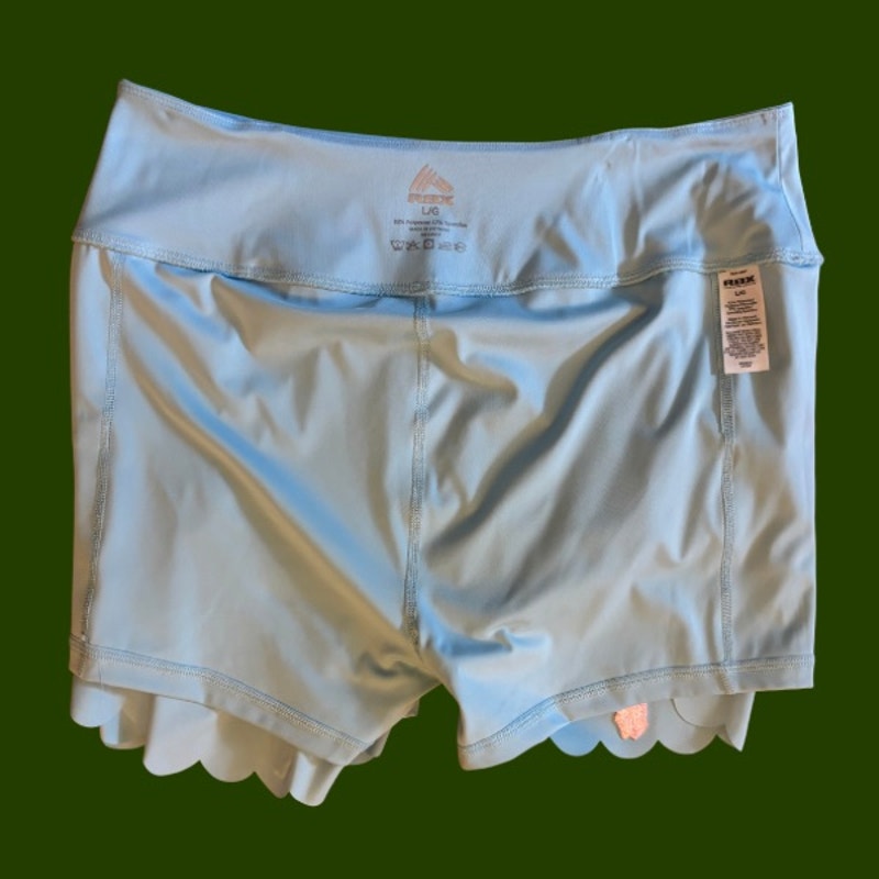 Vintage Pink Tulip Patch Baby Blue Scallop Hem Activewear Skort (L)