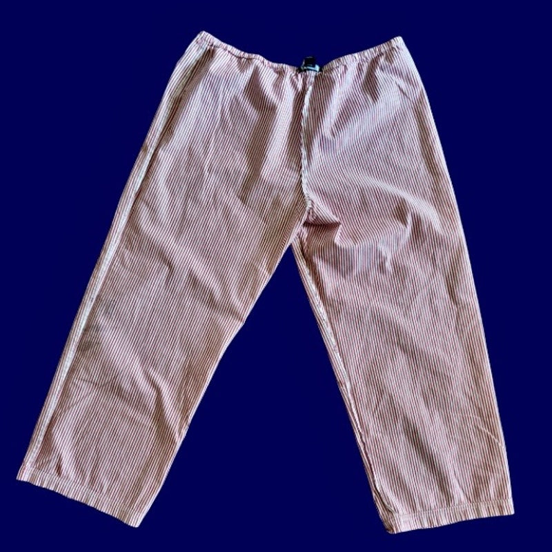 Vintage Navy Star Patch Red and White Striped Cotton Lounge Pants (L)