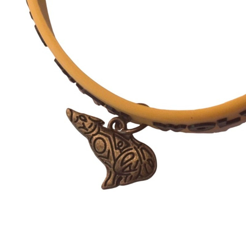 Yellow Twilight New Moon “Runs With Wolves” Bronze Wolf Rubber Charm Bracelet