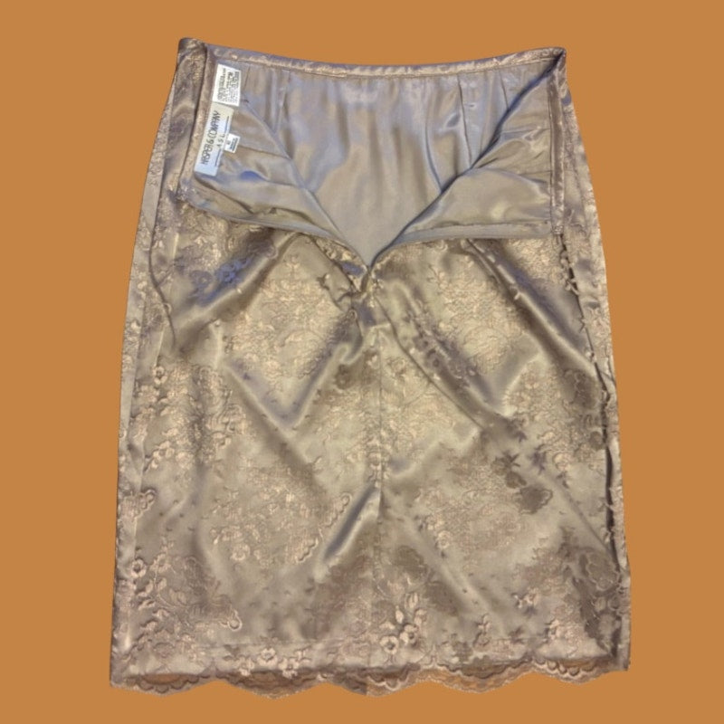 NWT Y2K Violet-Grey & Champagne Lace Kasper & Co Pencil Skirt (EU 40)
