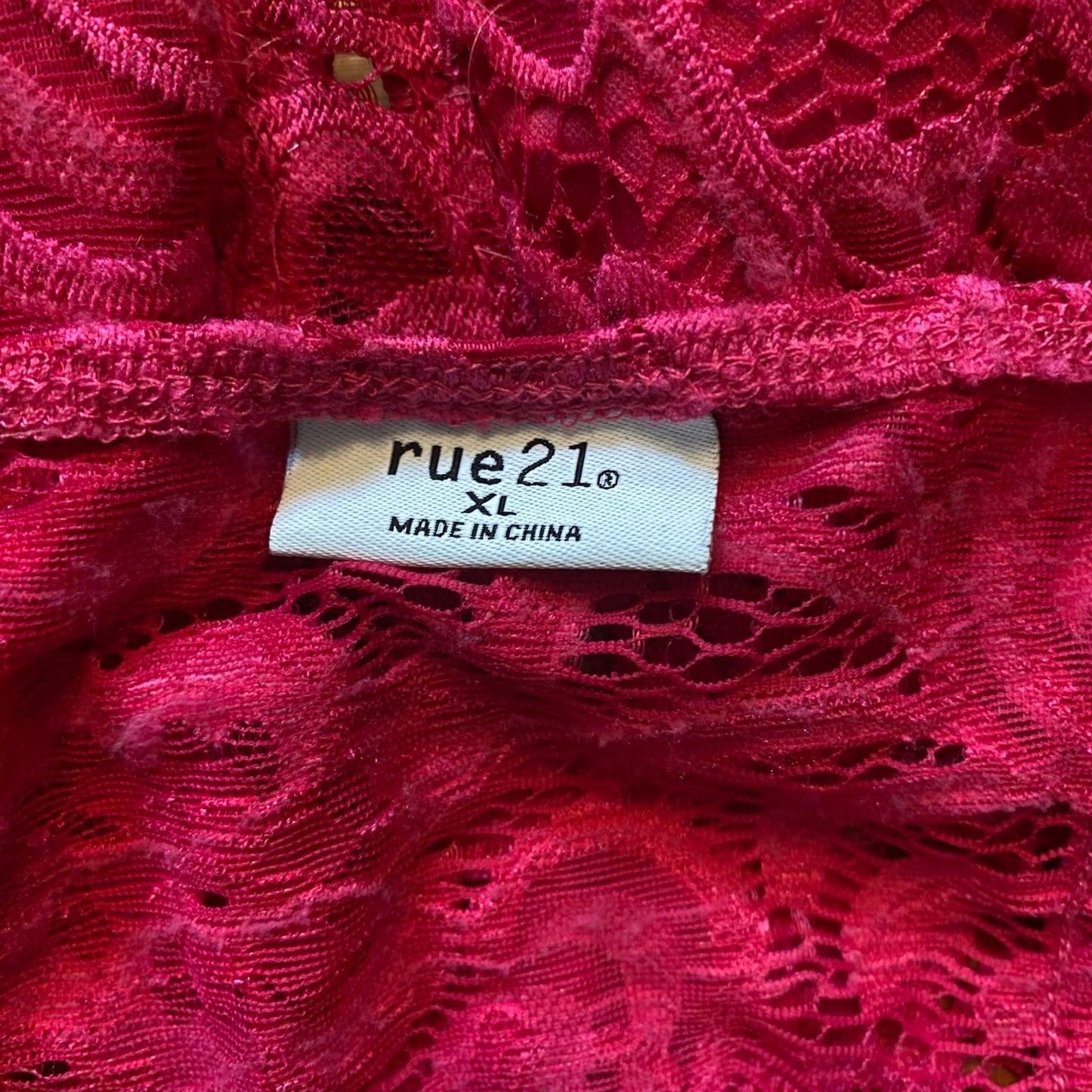 Hot Pink Lace Spaghetti Strap Bustier Bodysuit  (XL)