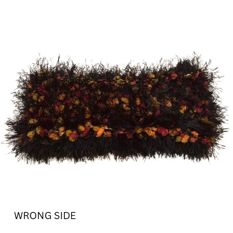 Hand-knit Fuzzy Orange, Red & Black Headband/ Ear Warmer (S/M)