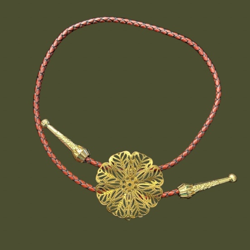 Upcycled Vintage Lacey Gold Flower Bolo Bracelet/Anklet