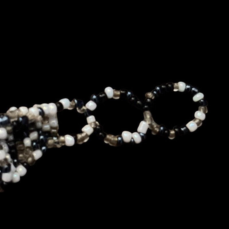 Vintage Beaded Funky Black and White Bracelet