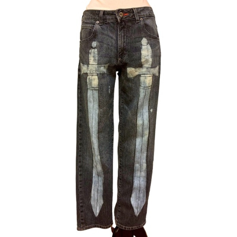 Two of Swords Jeans | OOAK Handpainted (33 x 30)