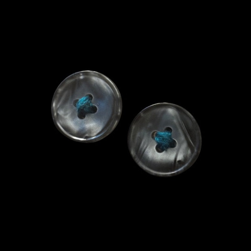 Faux Grey Mother of Pearl Button Stud Earrings