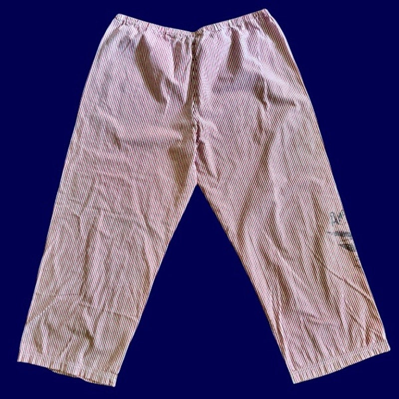 Vintage Navy Star Patch Red and White Striped Cotton Lounge Pants (L)