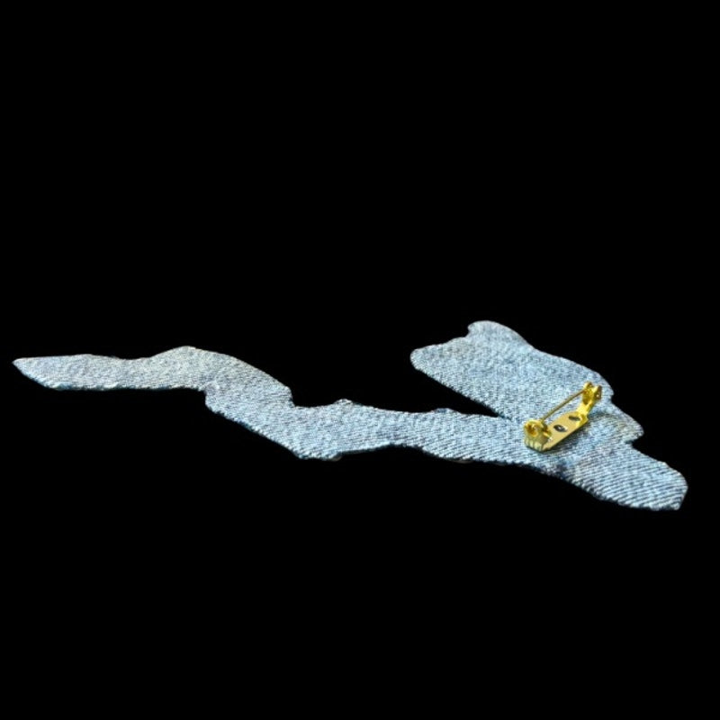Large Treble Cleft & Playing Saxophone Jazz Music Vintage Embroidered Patch Pin