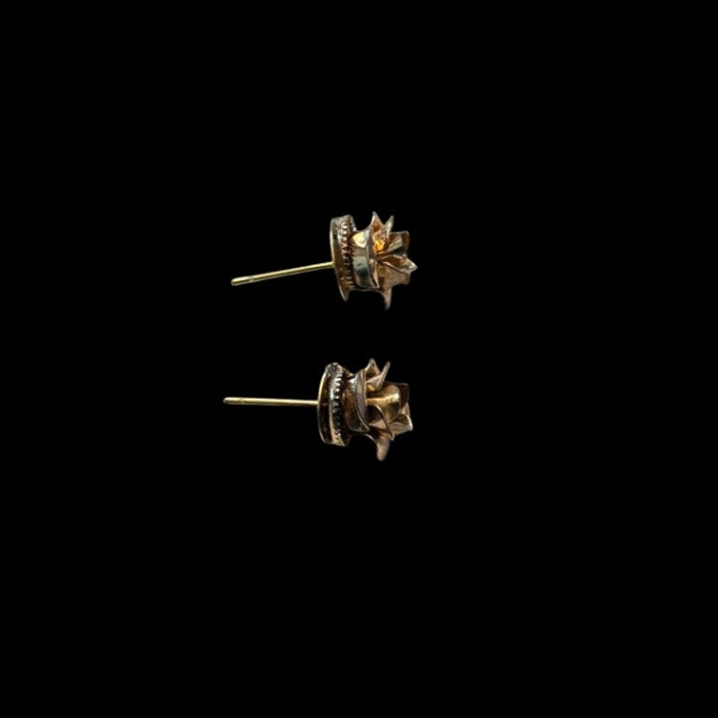 Dainty Gold-Toned Mock Pearl Rosebud Studs