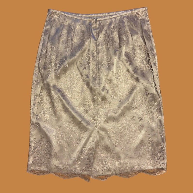 NWT Y2K Violet-Grey & Champagne Lace Kasper & Co Pencil Skirt (EU 40)