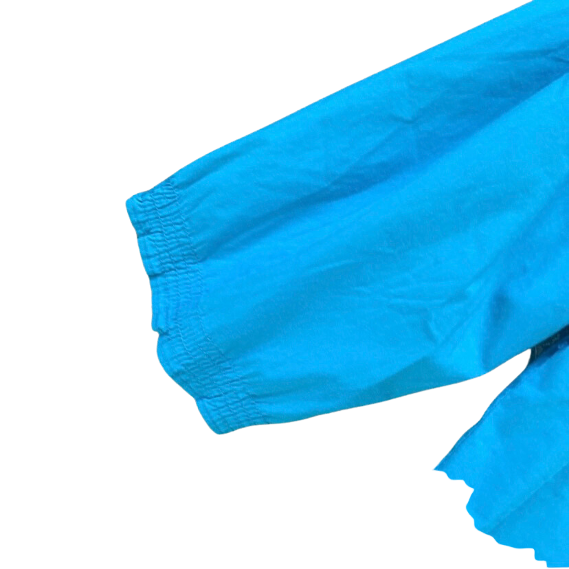 NWOT Talbot’s Petites Stretch Cyan Blue Button Down Peasant Blouse (12P)