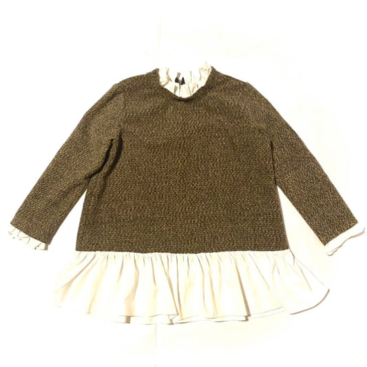 Speckled Brown Knit Layered Ruffle Collar Tunic/Sweater (L)
