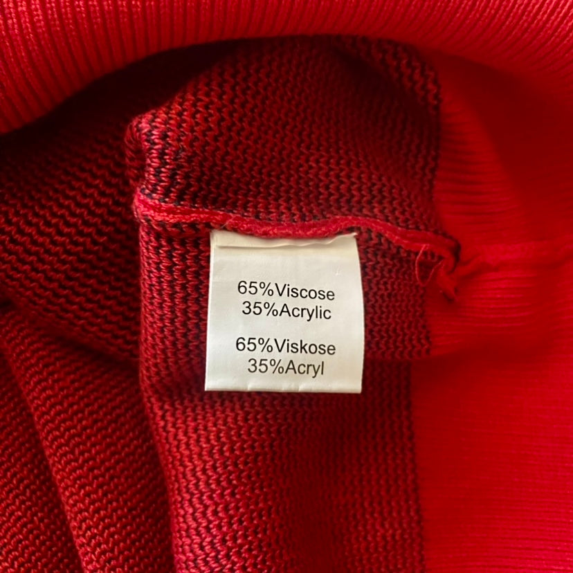🔔 NWT Grace Karin Red & Black Patchwork Fringe Tartan Sweater (XXL)
