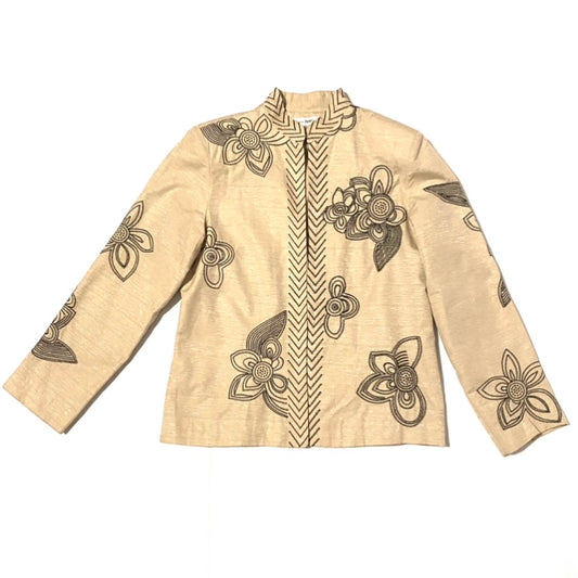 Vintage Susan Bristol Beige Embroidered Floral Jacket (L)