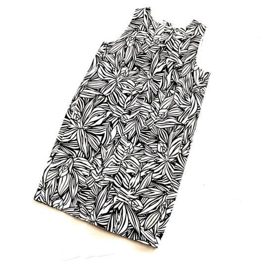 Espresso/White Floral Pleated Linen Shift Dress