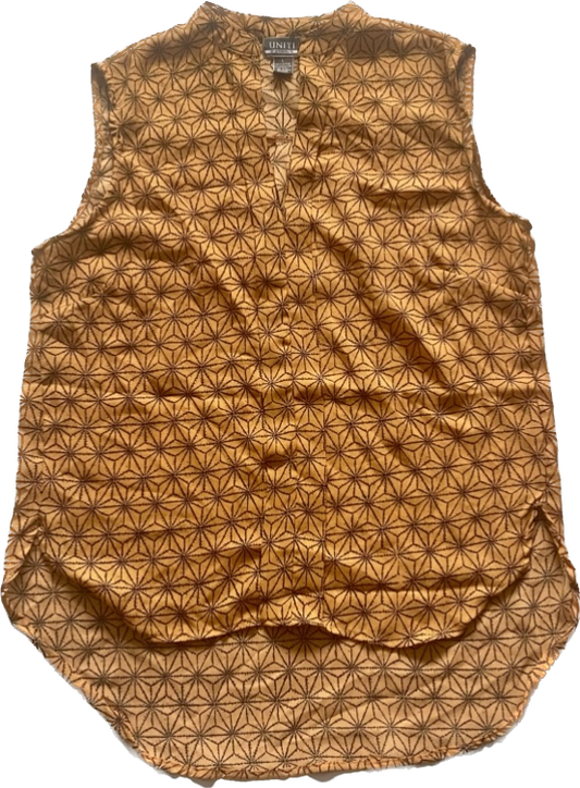 Geometric Pastel Orange and Black Sleeveless Top (L)