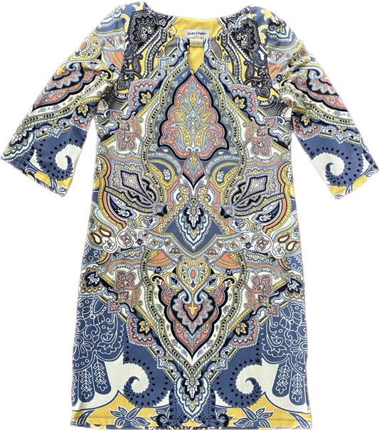 Mellow Yellow Longsleeve Paisley Mod Shift Dress (L)
