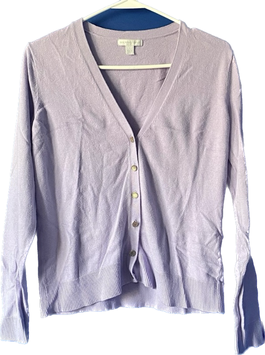 Pastel Spring New York & Company Cotton Lavender & Crystal Button Cardigan (L)
